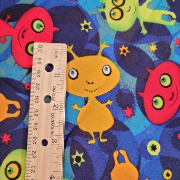 Cotton Fabric Colorful Aliens Stars Blue Space Print 1 Yd x 44" Hancock Fabrics - Picture 5 of 15